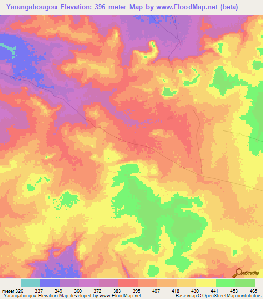 Yarangabougou,Mali Elevation Map