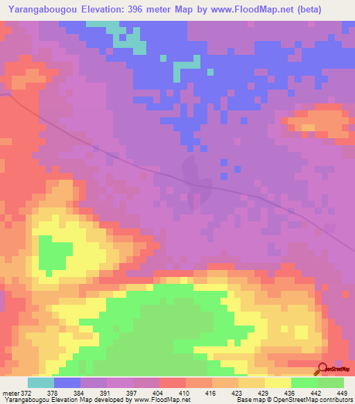 Yarangabougou,Mali Elevation Map