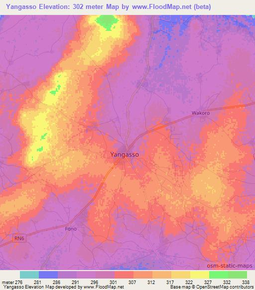 Yangasso,Mali Elevation Map