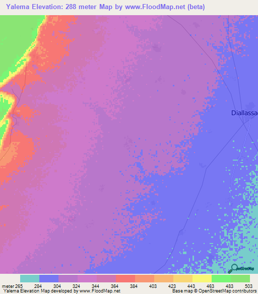 Yalema,Mali Elevation Map