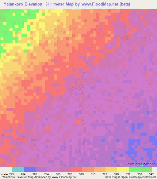 Yalankoro,Mali Elevation Map