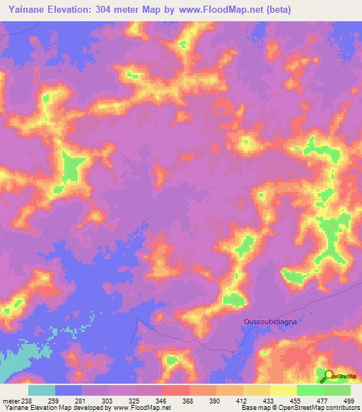 Yainane,Mali Elevation Map