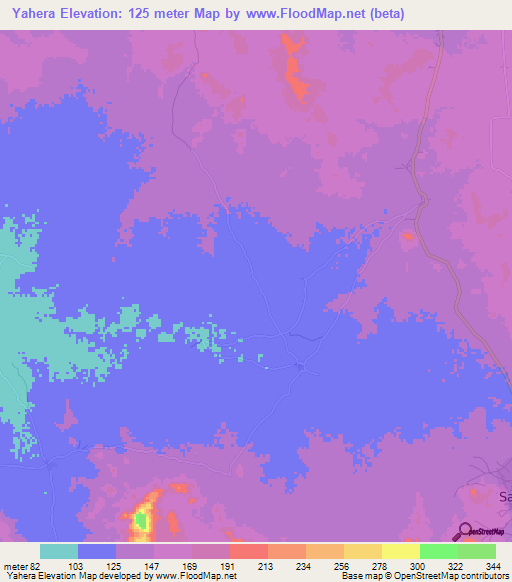 Yahera,Mali Elevation Map