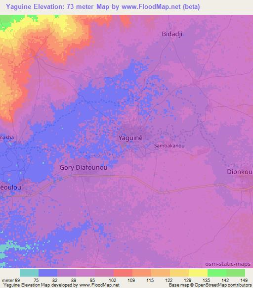 Yaguine,Mali Elevation Map