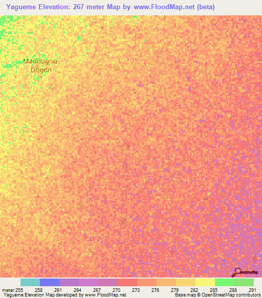 Yagueme,Mali Elevation Map
