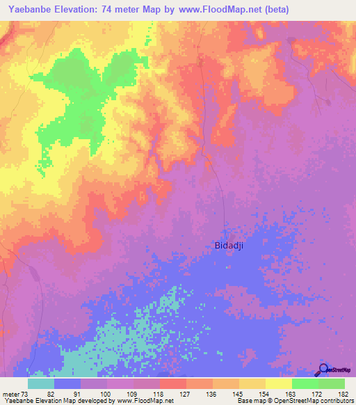 Yaebanbe,Mali Elevation Map