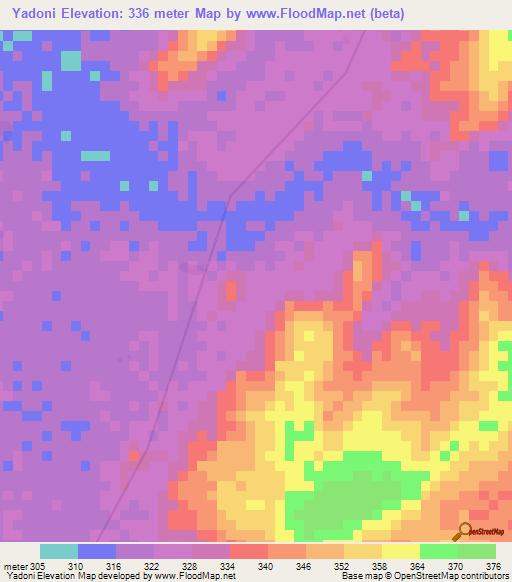 Yadoni,Mali Elevation Map