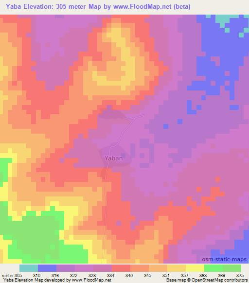 Yaba,Mali Elevation Map