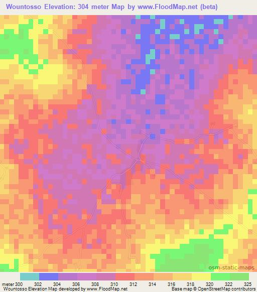 Wountosso,Mali Elevation Map
