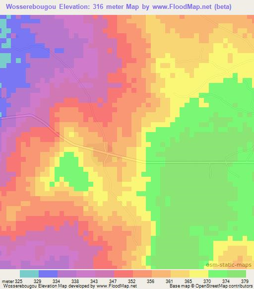 Wosserebougou,Mali Elevation Map