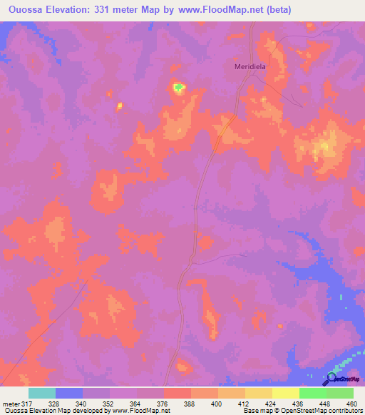Ouossa,Mali Elevation Map