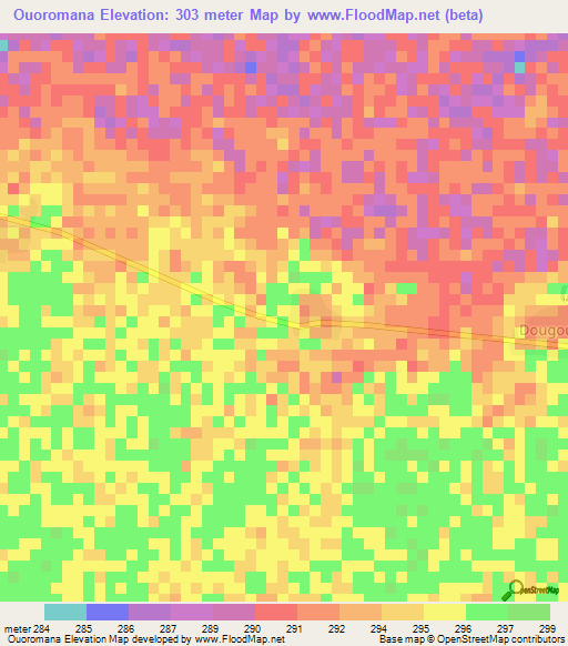 Ouoromana,Mali Elevation Map