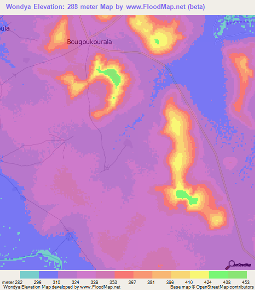 Wondya,Mali Elevation Map