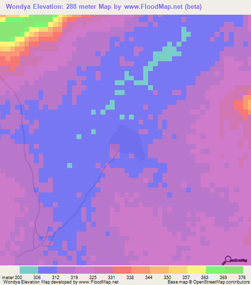 Wondya,Mali Elevation Map