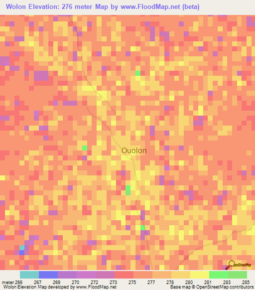 Wolon,Mali Elevation Map