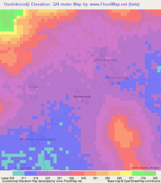 Ouolokorodji,Mali Elevation Map