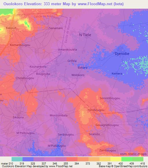 Ouolokoro,Mali Elevation Map