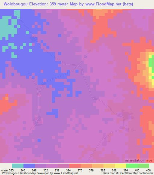 Wolobougou,Mali Elevation Map