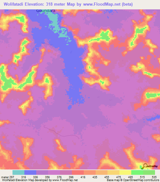Wolifatadi,Mali Elevation Map