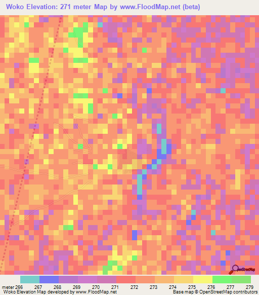 Woko,Mali Elevation Map