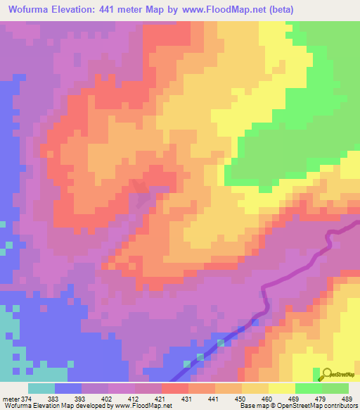 Wofurma,Mali Elevation Map