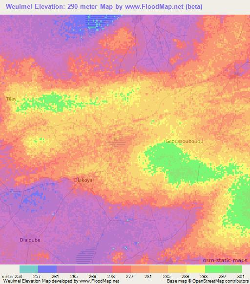 Weuimel,Mali Elevation Map