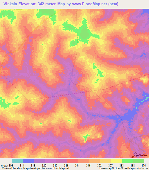Vinkala,Mali Elevation Map