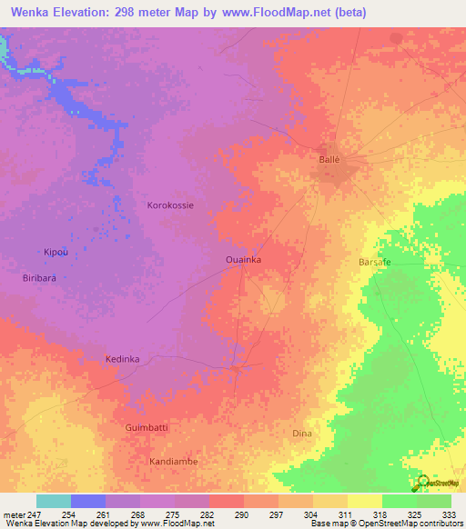 Wenka,Mali Elevation Map