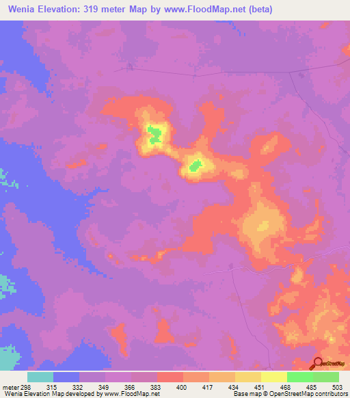Wenia,Mali Elevation Map