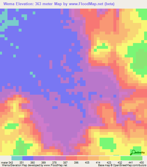 Wema,Mali Elevation Map
