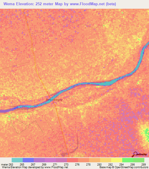 Wema,Mali Elevation Map