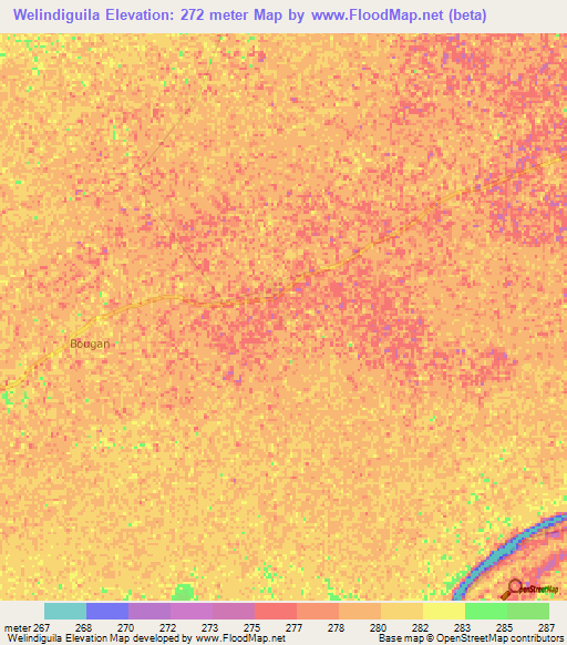 Welindiguila,Mali Elevation Map