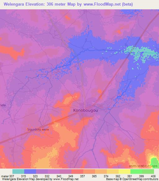 Welengara,Mali Elevation Map