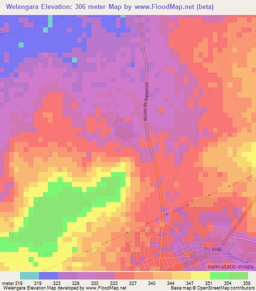 Welengara,Mali Elevation Map