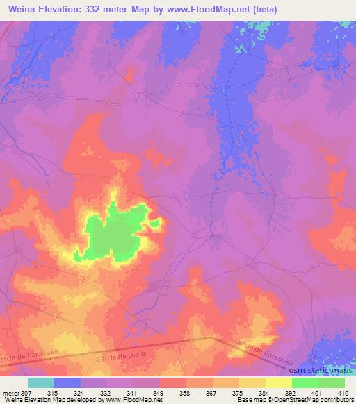 Weina,Mali Elevation Map