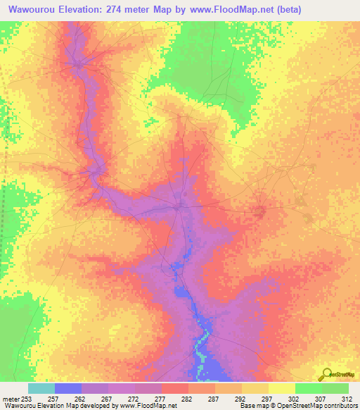 Wawourou,Mali Elevation Map