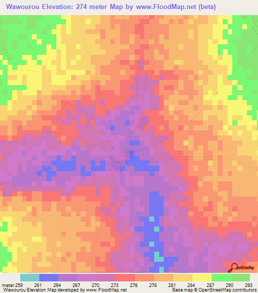 Wawourou,Mali Elevation Map