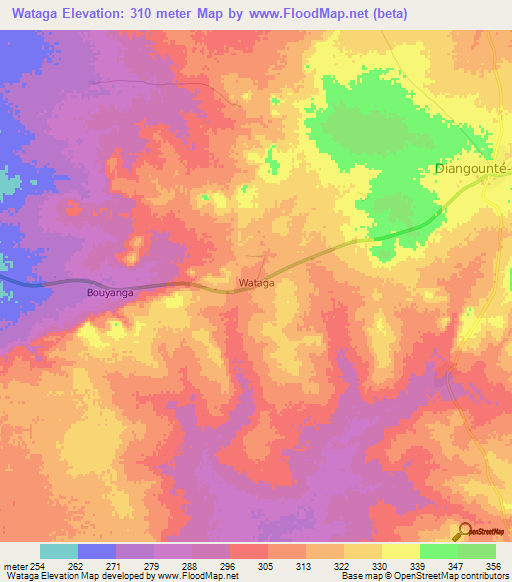 Wataga,Mali Elevation Map