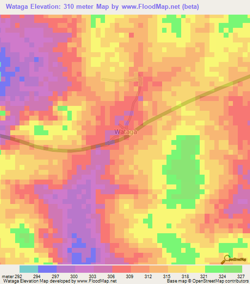 Wataga,Mali Elevation Map