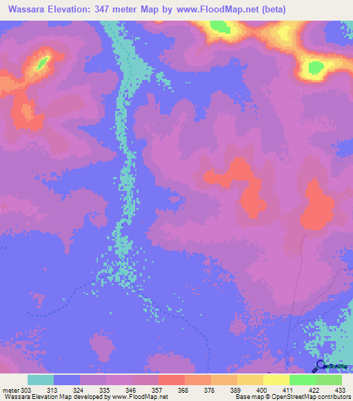 Wassara,Mali Elevation Map