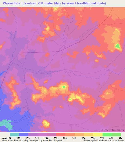 Wassadiala,Mali Elevation Map
