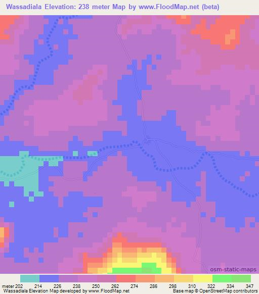 Wassadiala,Mali Elevation Map
