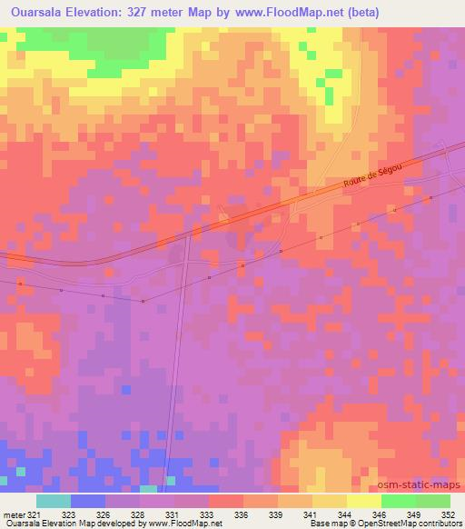 Ouarsala,Mali Elevation Map
