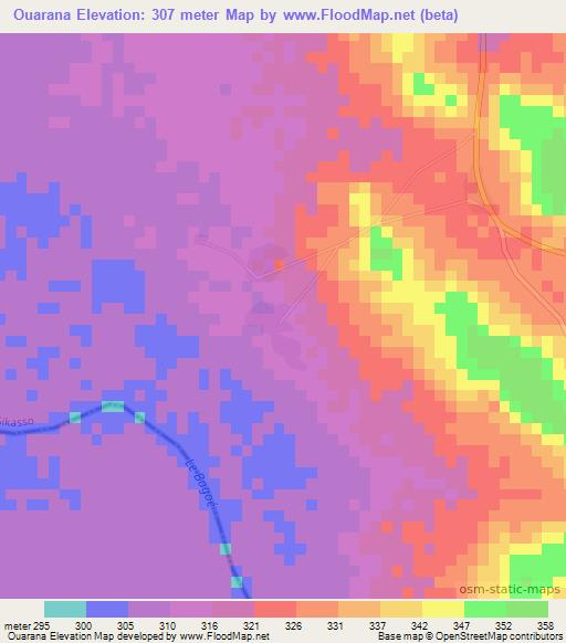 Ouarana,Mali Elevation Map