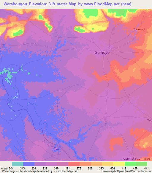 Warabougou,Mali Elevation Map