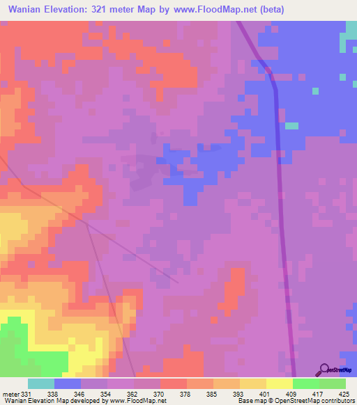 Wanian,Mali Elevation Map