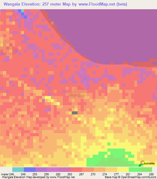 Wangala,Mali Elevation Map