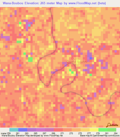 Wana-Boubou,Mali Elevation Map