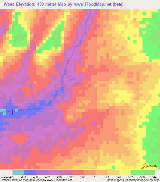 Wana,Mali Elevation Map