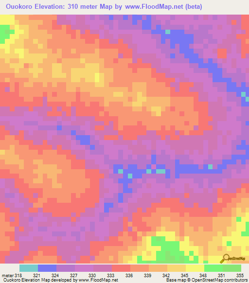 Ouokoro,Mali Elevation Map